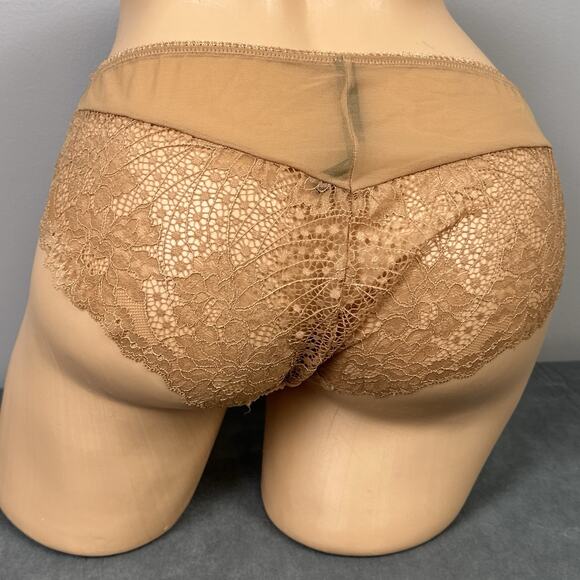 Telltale Panties Size XL Lace and Mesh Cheeky Toasted Nude Sheer Tan Panty New - Picture 4 of 8